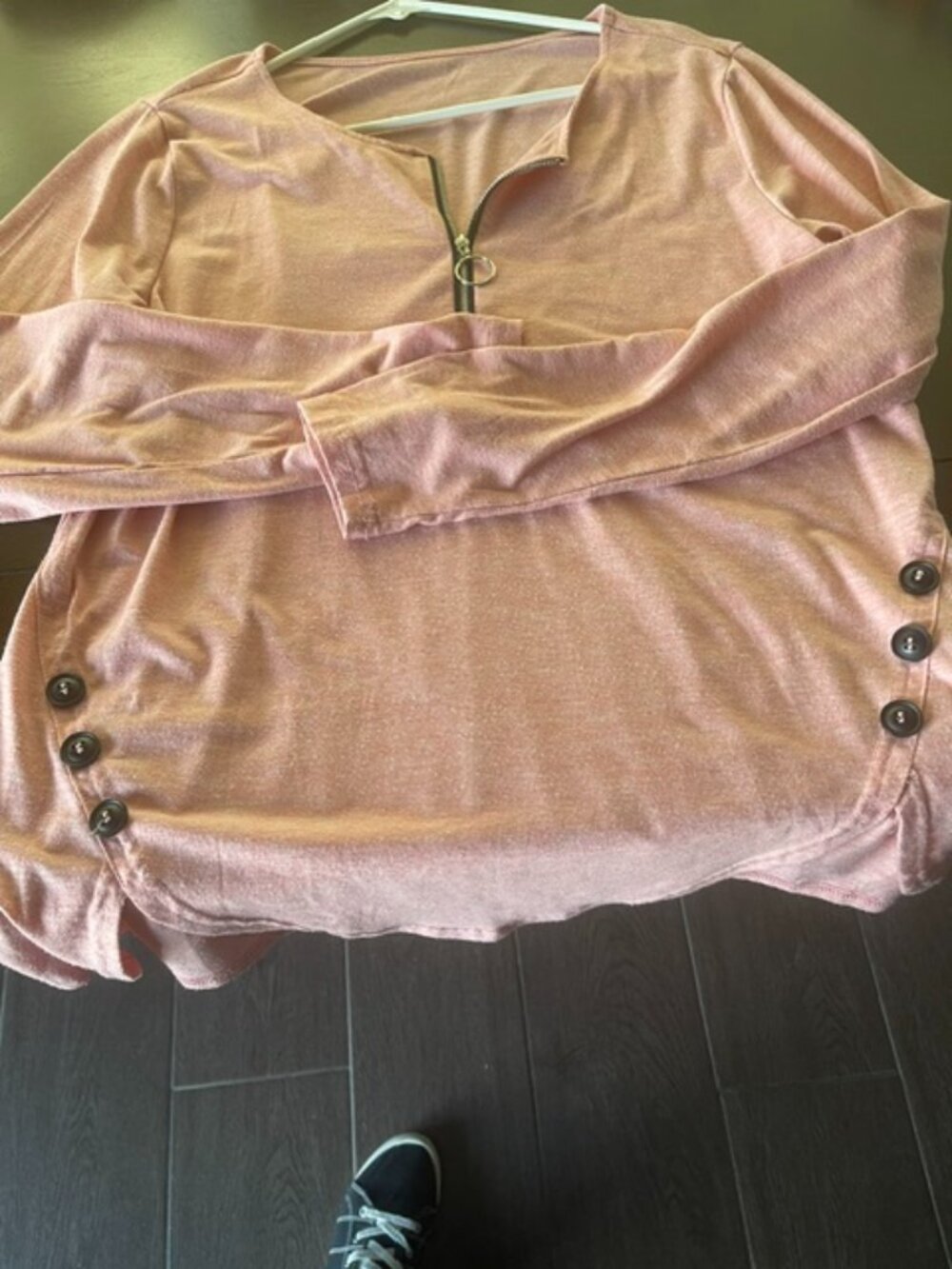 pink top with zipper